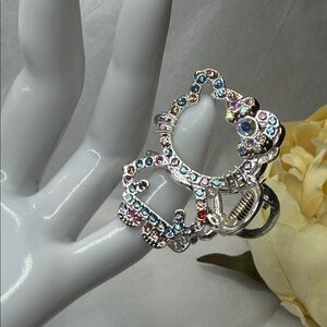 Rhinestone Multicolor Cat-Shaped Hair Claw Clip - Women